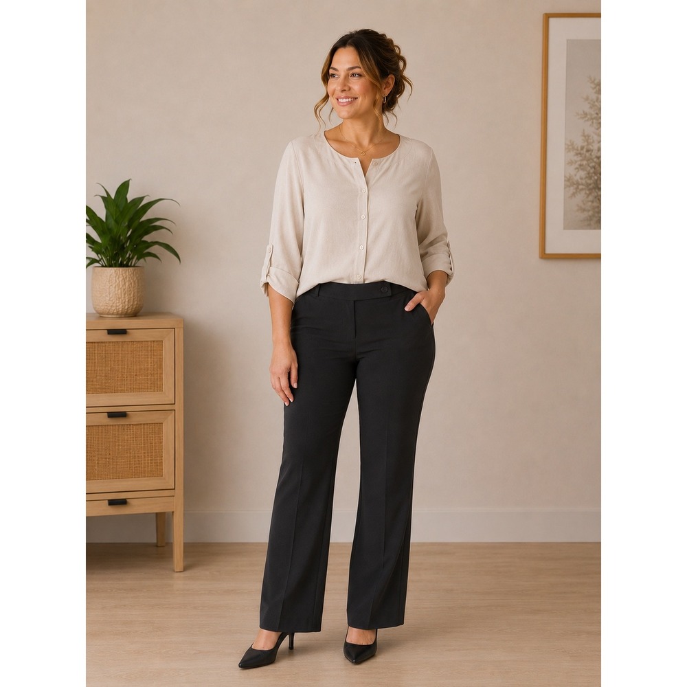 NWT Zac & Rachel Dress Pants Women 12P Dark Grey Capsule Classic Comfort‎ Waist